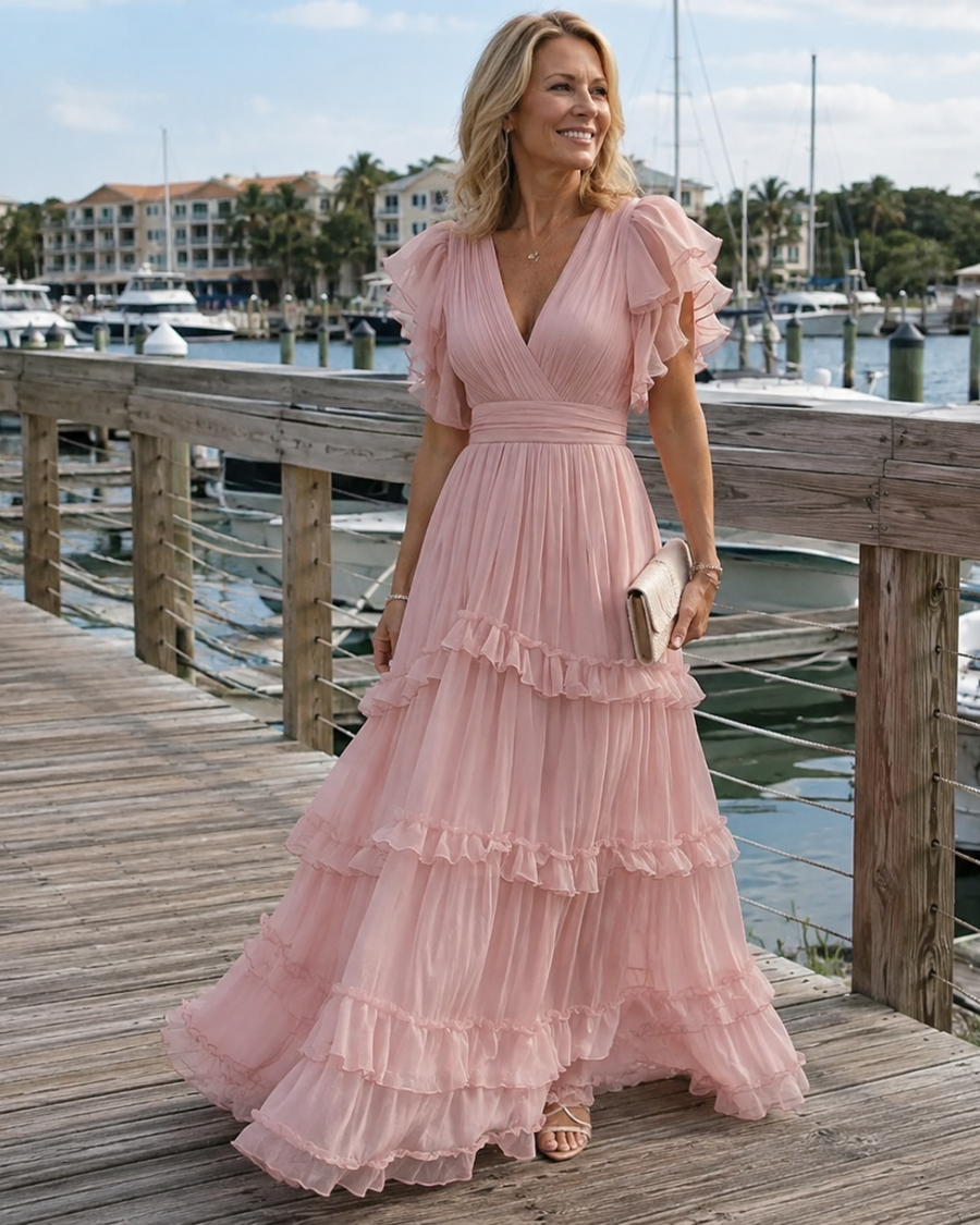 Zoe | Light Pink Elegant Wedding Maxi Dress