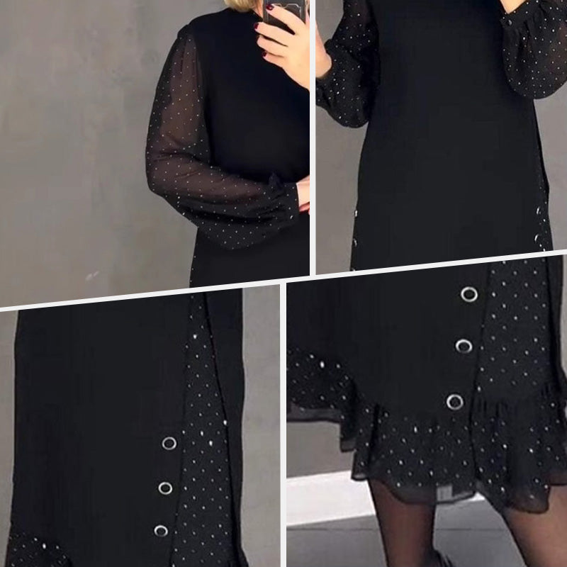 Thessariae | Elegant Crystal Sleeve Dress